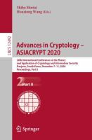 Advances in Cryptology – ASIACRYPT 2020 26th International Conference on the Theory and Application of Cryptology and Information Security, Daejeon, South Korea, December 7–11, 2020, Proceedings, Part II /