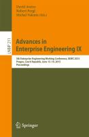 Advances in Enterprise Engineering IX 5th Enterprise Engineering Working Conference, EEWC 2015, Prague, Czech Republic, June 15-19, 2015, Proceedings /