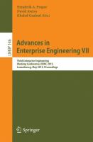 Advances in Enterprise Engineering VII Third Enterprise Engineering Working Conference, EEWC2013, Luxembourg, May 13-14, 2013, Proceedings /