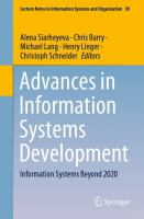 Advances in Information Systems Development Information Systems Beyond 2020 /