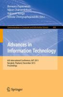 Advances in Information Technology 6th International Conference, IAIT 2013, Bangkok, Thailand, December 12-13, 2013. Proceedings /