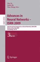 Advances in Neural Networks - ISNN 2009 6th International Symposium on Neural Networks, ISNN 2009 Wuhan, China, May 26-29, 2009 Proceedings, Part III /