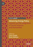 Advancing Energy Policy Lessons on the integration of Social Sciences and Humanities /