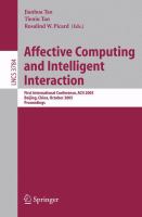 Affective Computing and Intelligent Interaction First International Conference, ACII 2005, Beijing, China, October 22-24, 2005, Proceedings /