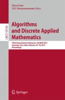 Algorithms and Discrete Applied Mathematics Third International Conference, CALDAM 2017, Sancoale, Goa, India, February 16-18, 2017, Proceedings /