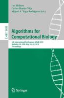 Algorithms for Computational Biology 6th International Conference, AlCoB 2019, Berkeley, CA, USA, May 28–30, 2019, Proceedings /