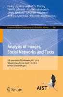 Analysis of Images, Social Networks and Texts 5th International Conference, AIST 2016, Yekaterinburg, Russia, April 7-9, 2016, Revised Selected Papers /