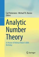 Analytic Number Theory In Honor of Helmut Maier’s 60th Birthday /