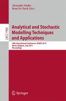 Analytical and Stochastic Modeling Techniques and Applications 20th International Conference, ASMTA 2013, Ghent, Belgium, July 8-10, 2013, Proceedings /