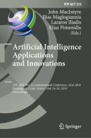 Artificial Intelligence Applications and Innovations 15th IFIP WG 12.5 International Conference, AIAI 2019, Hersonissos, Crete, Greece, May 24–26, 2019, Proceedings /