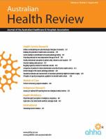 Australian health review a publication of the Australian Hospital Association.