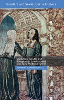 Authority, gender and emotions in late medieval and early modern England