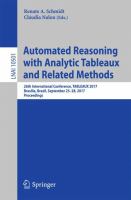 Automated Reasoning with Analytic Tableaux and Related Methods 26th International Conference, TABLEAUX 2017, Brasília, Brazil, September 25–28, 2017, Proceedings /