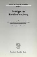 Beiträge zur Standortforschung