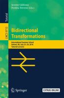 Bidirectional Transformations International Summer School, Oxford, UK, July 25-29, 2016, Tutorial Lectures /