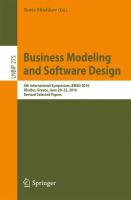 Business Modeling and Software Design 6th International Symposium, BMSD 2016, Rhodes, Greece, June 20-22, 2016, Revised Selected Papers /