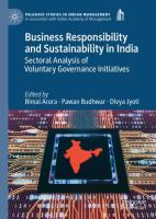 Business Responsibility and Sustainability in India Sectoral Analysis of Voluntary Governance Initiatives /