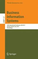 Business information systems 16th international conference, BIS 2013, Poznań, Poland, June 19-21, 2013 : proceedings /