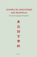 Cahiers de linguistique, Asie orientale Dong Ya yu yan xue bao.