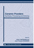 Ceramic powders synthesis, processing and sintering : 12th international ceramics congress : part A /