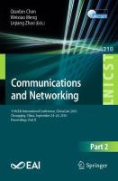 Communications and Networking 11th EAI international Conference, ChinaCom 2016 Chongqing, China, September 24-26, 2016, Proceedings, Part II /