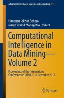 Computational Intelligence in Data Mining—Volume 2 Proceedings of the International Conference on CIDM, 5-6 December 2015 /