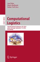 Computational Logistics 7th International Conference, ICCL 2016, Lisbon, Portugal, September 7-9, 2016, Proceedings /