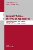 Computer Science -- Theory and Applications 10th International Computer Science Symposium in Russia, CSR 2015, Listvyanka, Russia, July 13-17, 2015, Proceedings /
