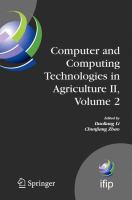 Computer and Computing Technologies in Agriculture II, Volume 2 The Second IFIP International Conference on Computer and Computing Technologies in Agriculture (CCTA2008), October 18-20, 2008, Beijing, China /