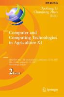 Computer and Computing Technologies in Agriculture XI 11th IFIP WG 5.14 International Conference, CCTA 2017, Jilin, China, August 12-15, 2017, Proceedings, Part II /