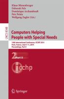 Computers Helping People with Special Needs 14th International Conference, ICCHP 2014, Paris, France, July 9-11, 2014, Proceedings, Part II /