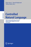 Controlled Natural Language 4th International Workshop, CNL 2014, Galway, Ireland, August 20-22, 2014, Proceedings /