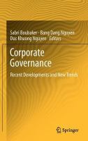 Corporate Governance Recent Developments and New Trends /