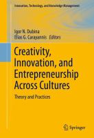 Creativity, Innovation, and Entrepreneurship Across Cultures Theory and Practices /