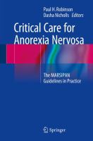 Critical Care for Anorexia Nervosa The MARSIPAN Guidelines in Practice /