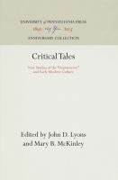 Critical Tales : New Studies of the "Heptameron" and Early Modern Culture /