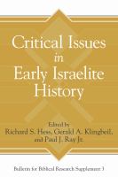 Critical issues in early Israelite history