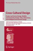 Cross-Cultural Design. Product and Service Design, Mobility and Automotive Design, Cities, Urban Areas, and Intelligent Environments Design 14th International Conference, CCD 2022, Held as Part of the 24th HCI International Conference, HCII 2022, Virtual Event, June 26 – July 1, 2022, Proceedings, Part IV /