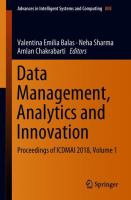 Data Management, Analytics and Innovation Proceedings of ICDMAI 2018, Volume 1 /