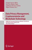Data Privacy Management, Cryptocurrencies and Blockchain Technology ESORICS 2021 International Workshops, DPM 2021 and CBT 2021, Darmstadt, Germany, October 8, 2021, Revised Selected Papers /