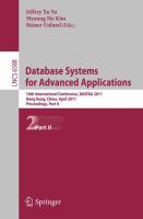 Database Systems for Advanced Applications 16th International Conference, DASFAA 2011, Hong Kong, China, April 22-25, 2011, Proceedings, Part II /