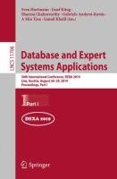 Database and Expert Systems Applications 30th International Conference, DEXA 2019, Linz, Austria, August 26–29, 2019, Proceedings, Part I /