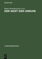 Der Geist der Unruhe 1968 im Vergleich : Wissenschaft, Literatur, Medien /