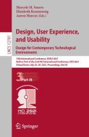Design, User Experience, and Usability:  Design for Contemporary Technological Environments 10th International Conference, DUXU 2021, Held as Part of the 23rd HCI International Conference, HCII 2021, Virtual Event, July 24–29, 2021, Proceedings, Part III /