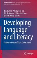 Developing Language and Literacy Studies in Honor of Dorit Diskin Ravid /