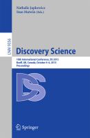 Discovery Science 18th International Conference, DS 2015, Banff, AB, Canada, October 4-6, 2015. Proceedings /