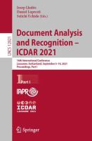 Document Analysis and Recognition – ICDAR 2021 16th International Conference, Lausanne, Switzerland, September 5–10, 2021, Proceedings, Part I /