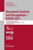 Document Analysis and Recognition – ICDAR 2021 16th International Conference, Lausanne, Switzerland, September 5–10, 2021, Proceedings, Part III /