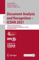 Document Analysis and Recognition – ICDAR 2021 16th International Conference, Lausanne, Switzerland, September 5–10, 2021, Proceedings, Part IV /