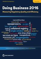 Doing business 2016 measuring regulatory quality and efficiency : comparing business regulation for domestic firms in 189 economies : a World Bank Group flagship report.